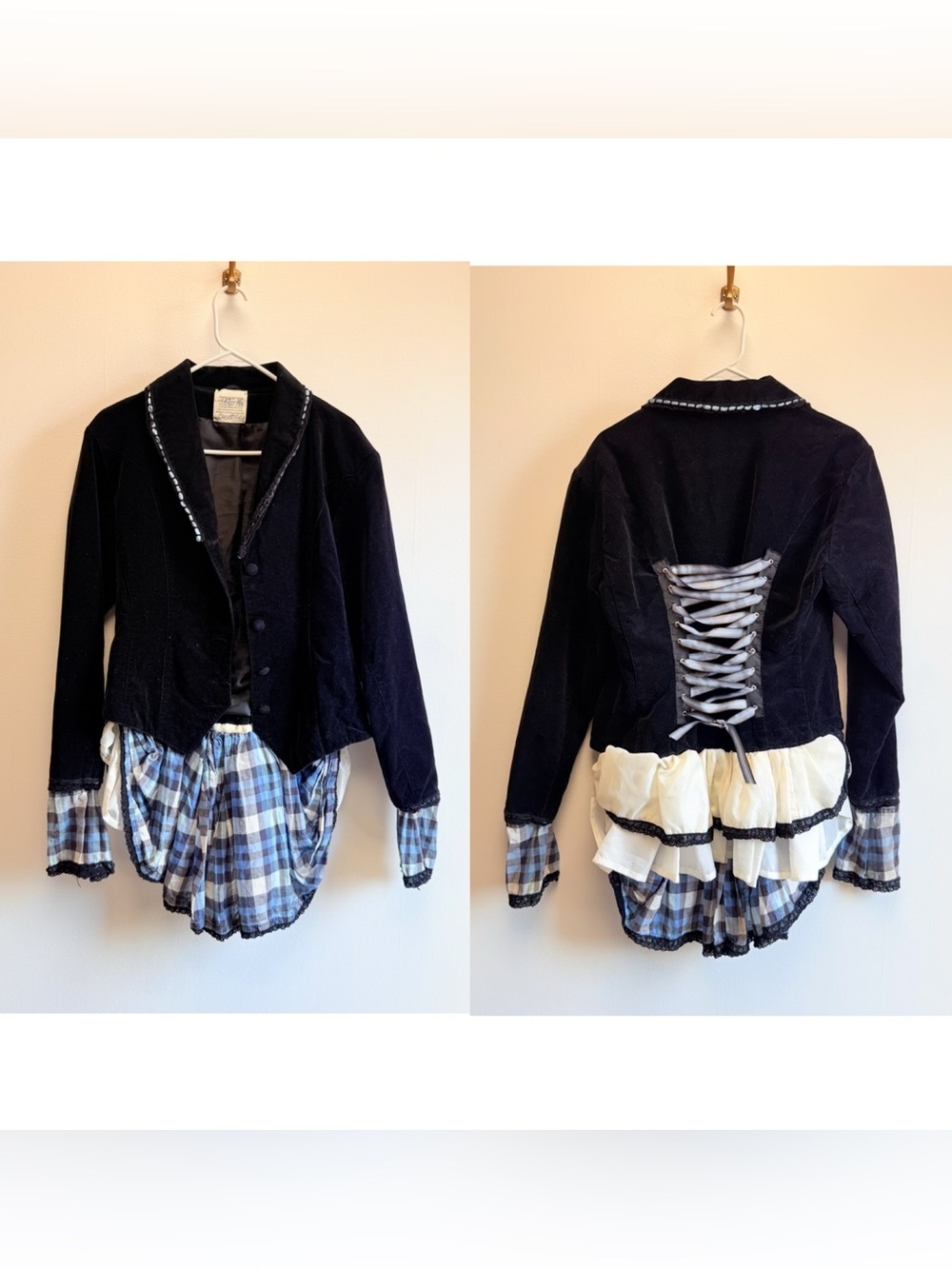 Everything Visual OOAK Black Velvet Ruffle Corset Whimsigoth Lolita Blazer Large